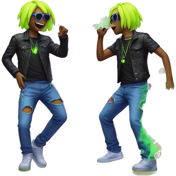Rave party dancing neon smoking emoji