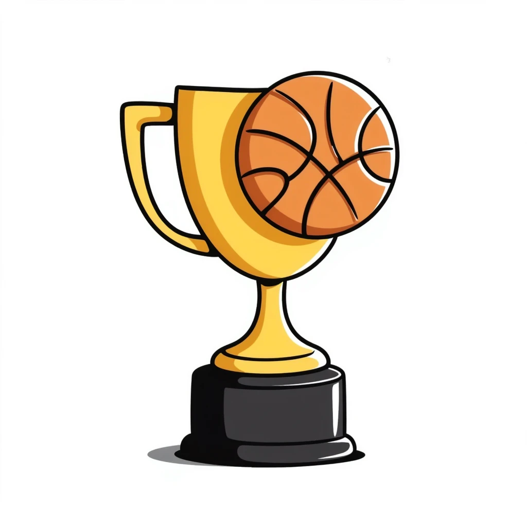 Hand-drawn golden basketball trophy emoji