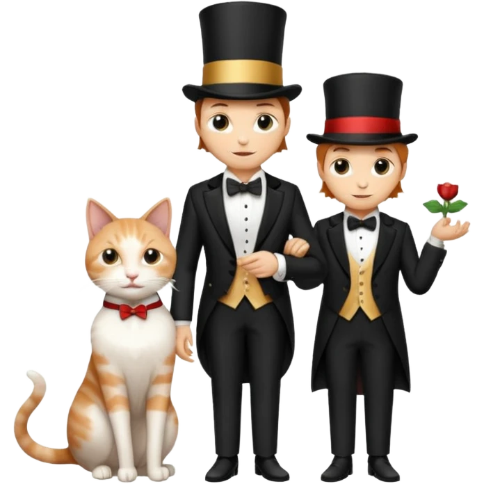 magician couple and their pet cat emoji