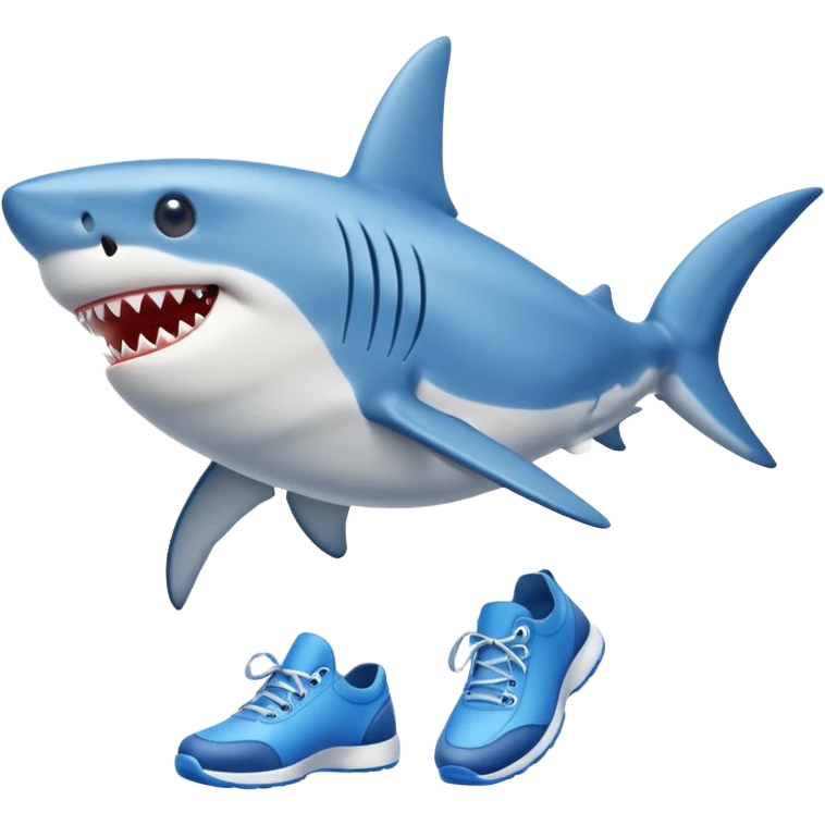 Shark with legs wearing blue shoes emoji