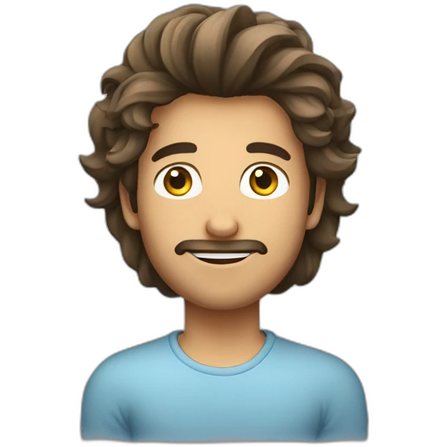 ragazzo, capelli lunghi, sopra una ferrari emoji