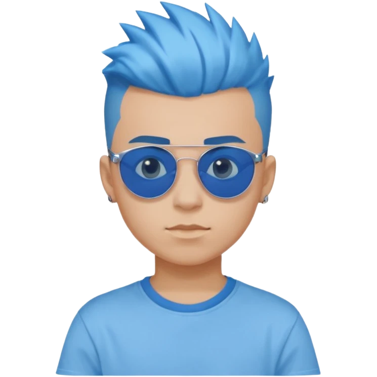 Blue Mohawk. Blue Eye. RoundSunglass. Teenage Boy. Light Blue Tshirt. Sleeve emoji