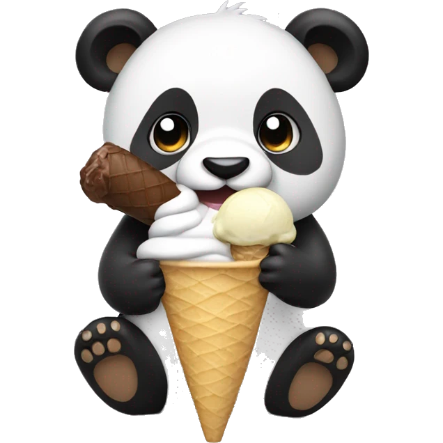 Panda eating ice cream emoji