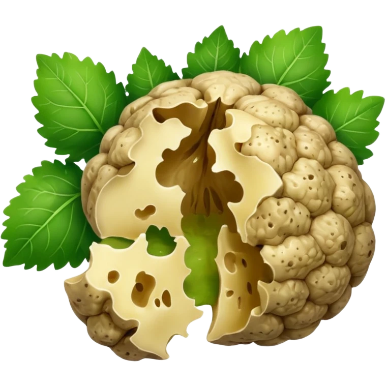 cut open white truffle with weed emoji