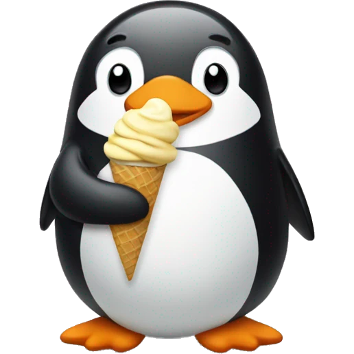 Penguin eating ice cream emoji