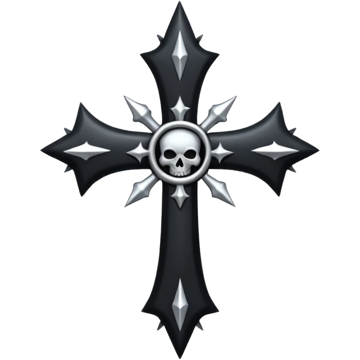 goth black cross with silver spikes emoji