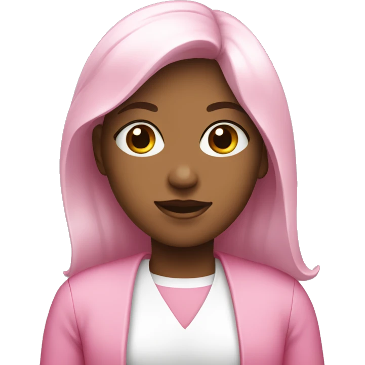 a girl dressed in pink and white emoji
