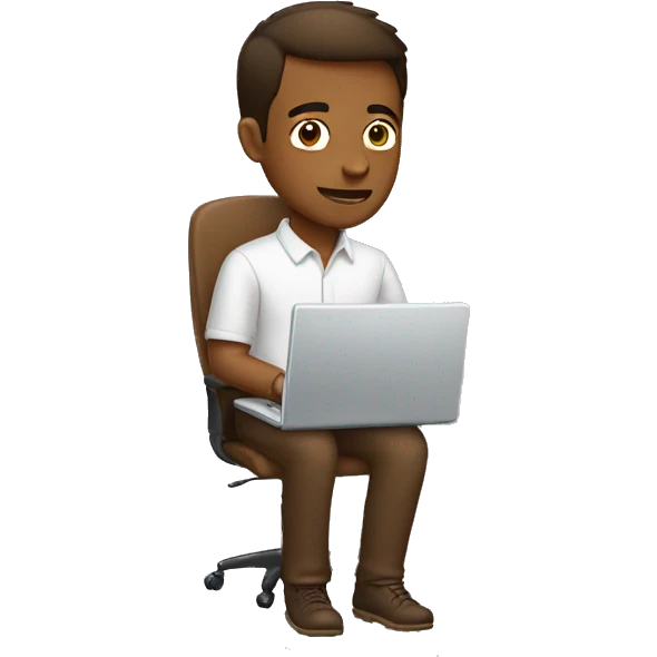 Brown skinned guy using a computer emoji
