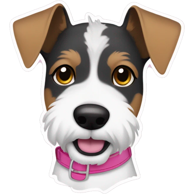  So generated sticker of a fox terrier with a pink collar, solid colour fur, inspired by the style of “Lady and the Tramp.” White outline around it emoji