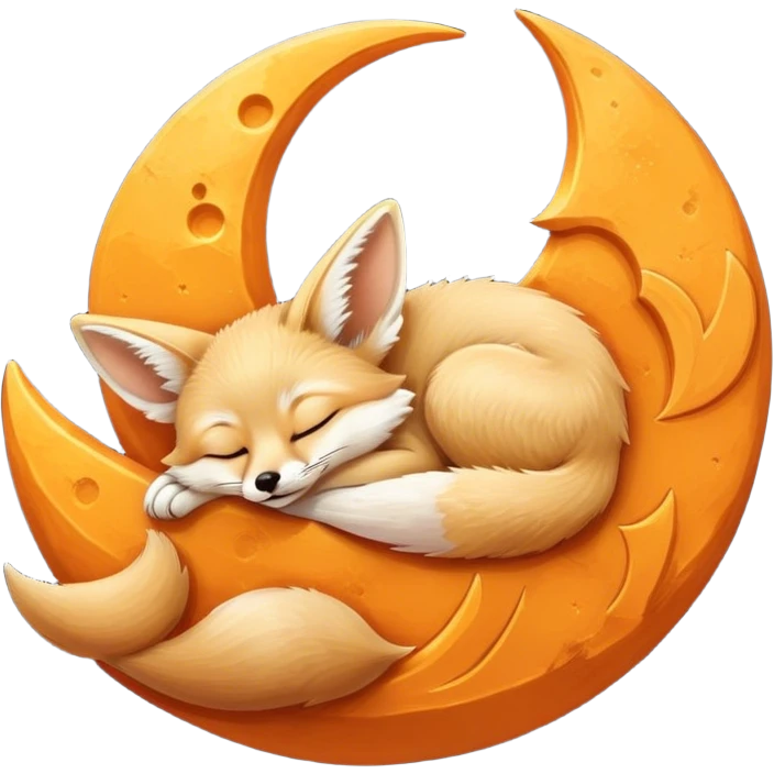fennec sleeping on a moon sickle  emoji