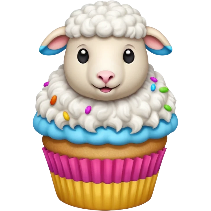 Sheep popping on the cupcake emoji