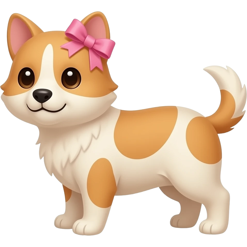 Ein Tier mit pinker schleife am ohr emoji