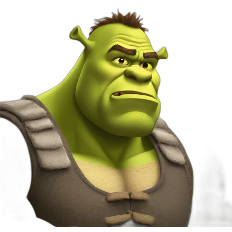 muscular shrek staring with tension emoji