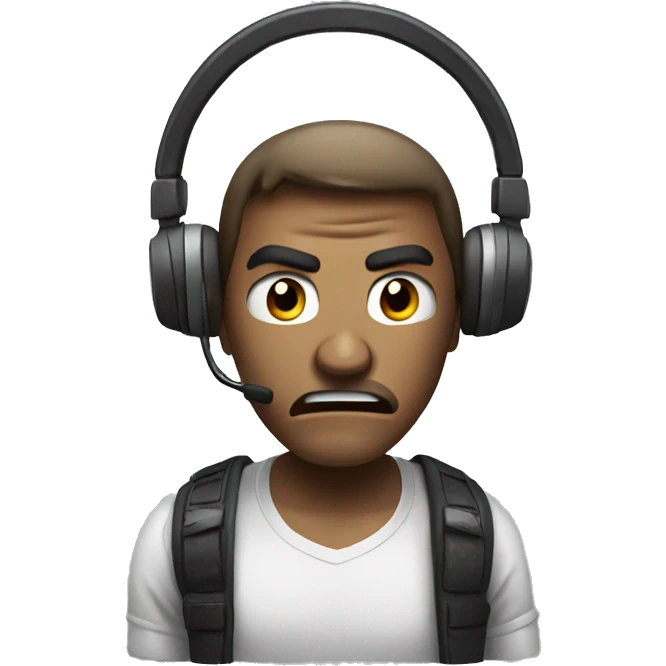 Angry guy with gaming headset emoji