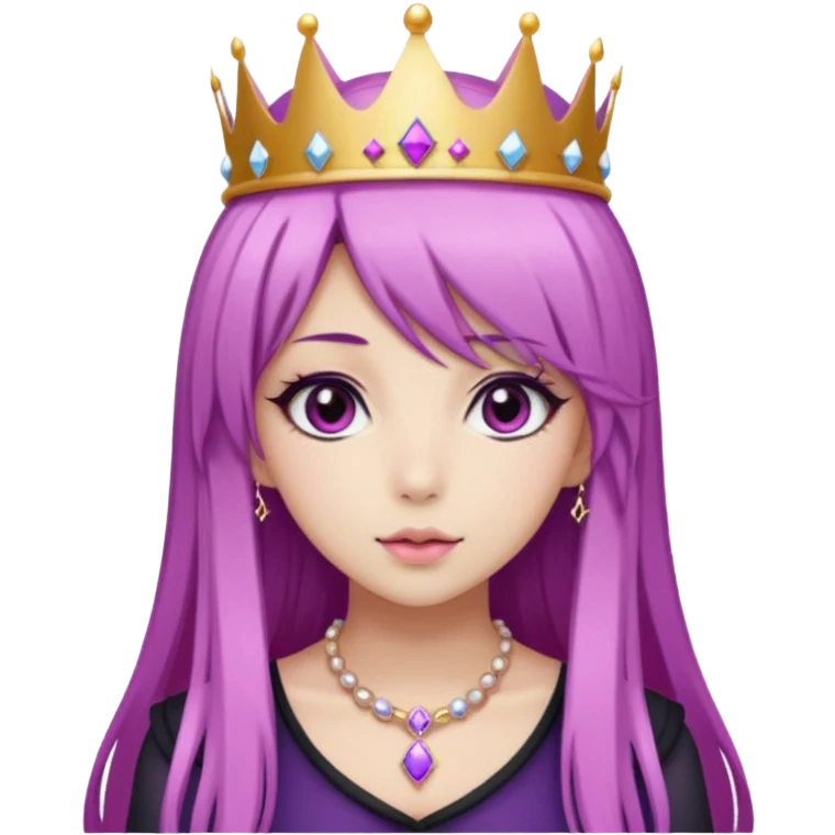 hime gyaru girl with long straight pink and purple hair, no tattoos, dark makeup emoji