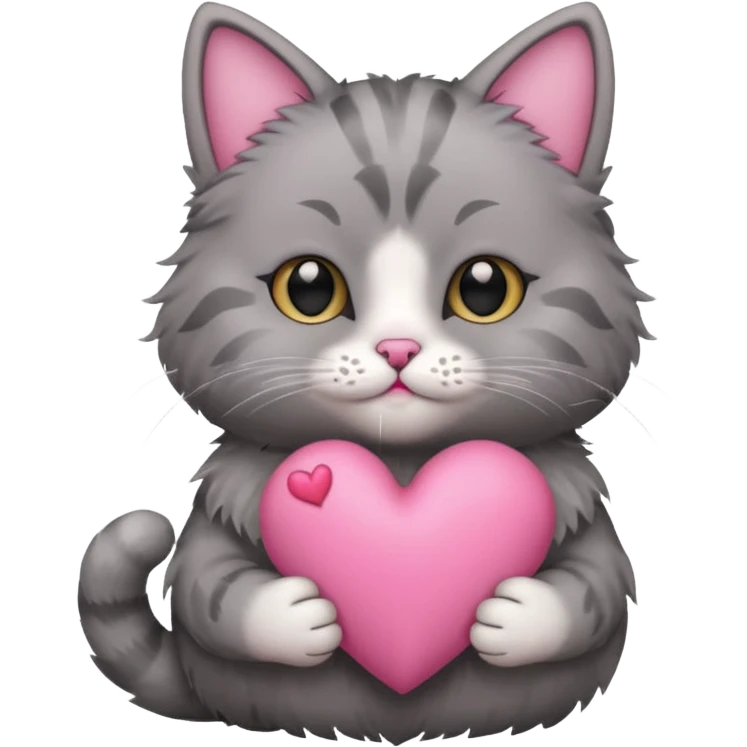 cat holding pink heart emoji