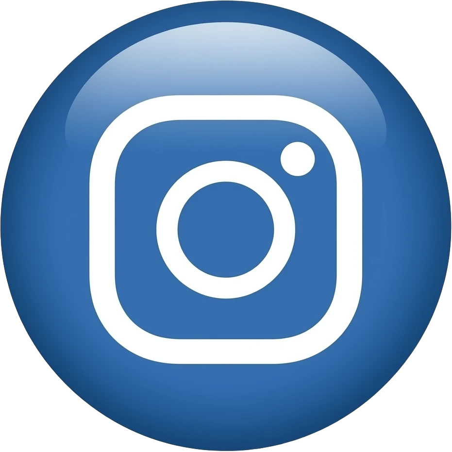 "Símbolo no formato de círculo, fundo sólido na cor azul oficial do Instagram emoji