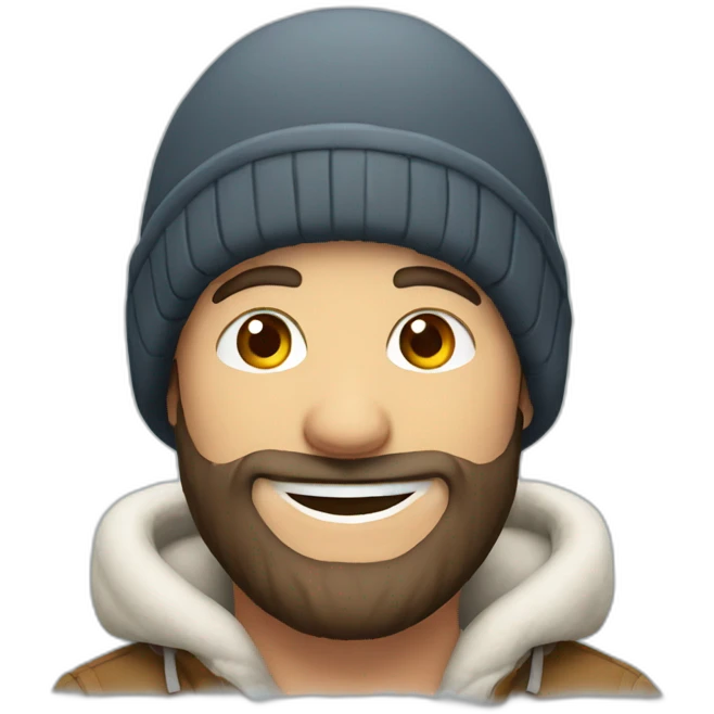 smiling guy beard in winter hat emoji