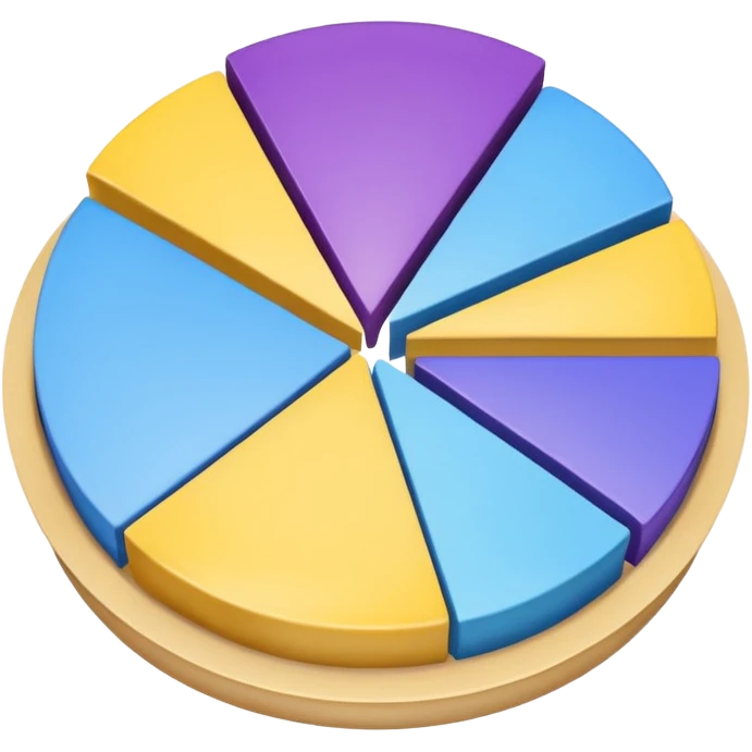 A pie chart with purple, yellow and blue colors only emoji