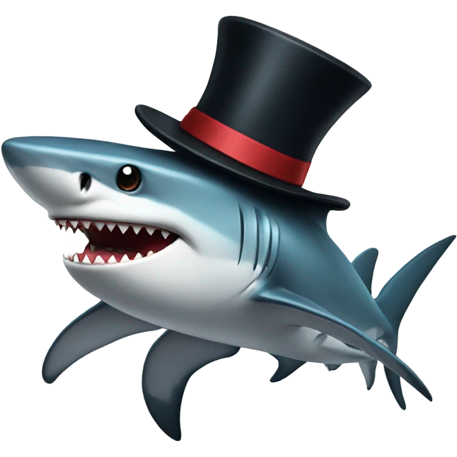 Shark with a top hat emoji