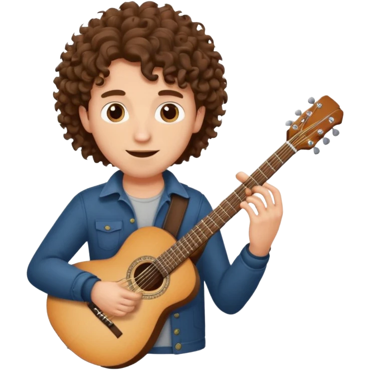 Man with curly hair playing guitar  emoji