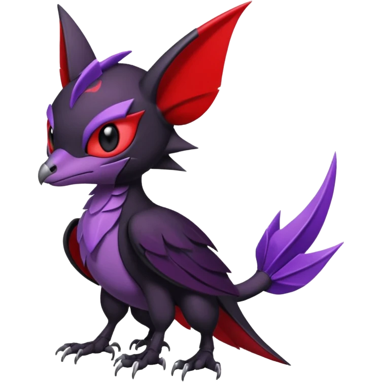 Dark edgy cute black red purple Noibat-Noivern-Nargacuga-Trico-Draco-Fakémon-Pokémon-hybrid-fusion emoji