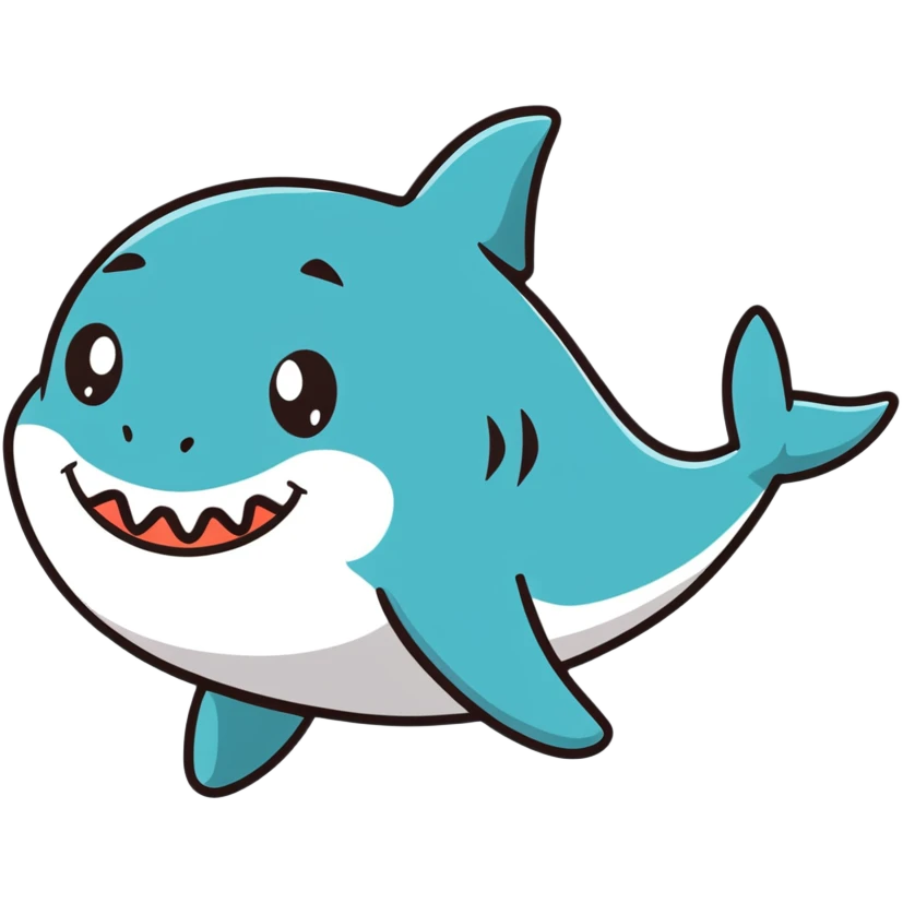 cheerful shark with a big smile emoji