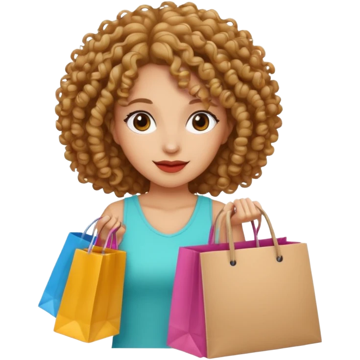 woman with curly hair shopping emoji