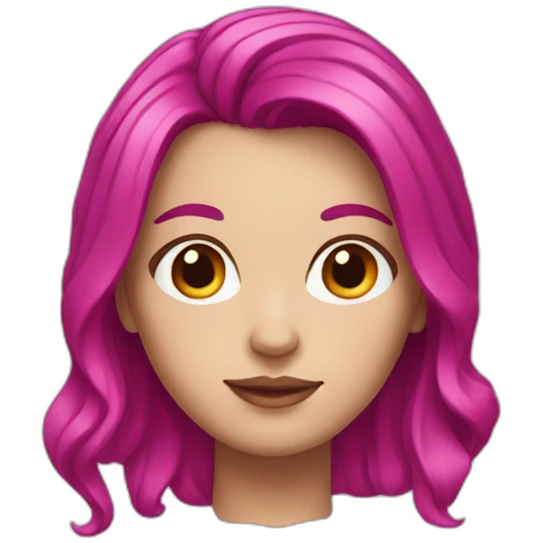 White girl with a magenta hair emoji