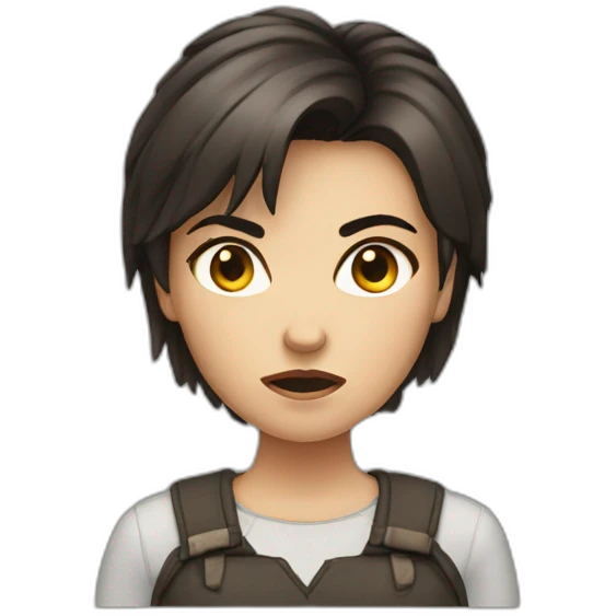 brunet girl with short hair angry emoji