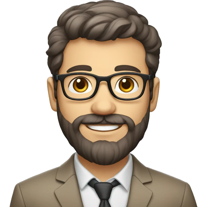 Jeune professeur brun, à lunettes et barbu emoji
