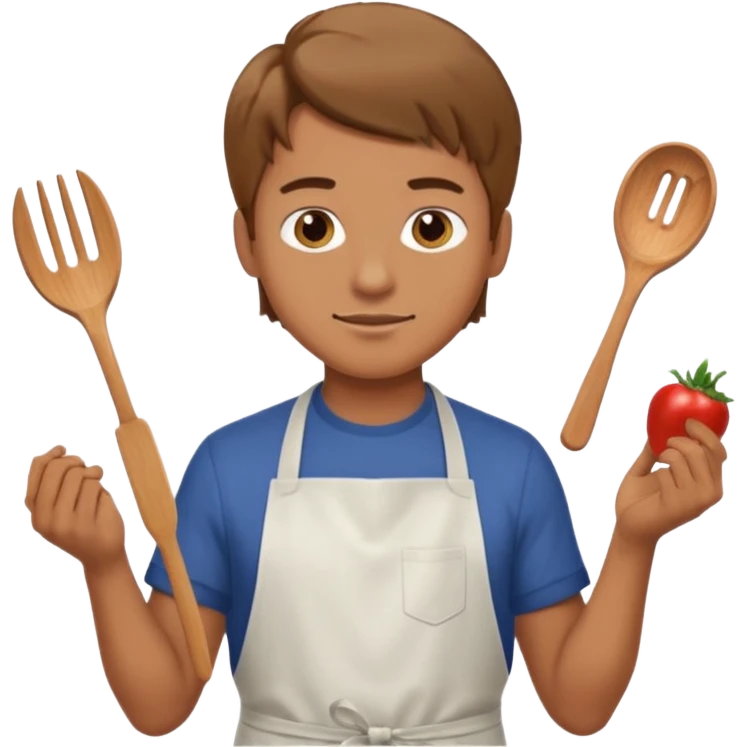 Guy with light brown hair cooking emoji