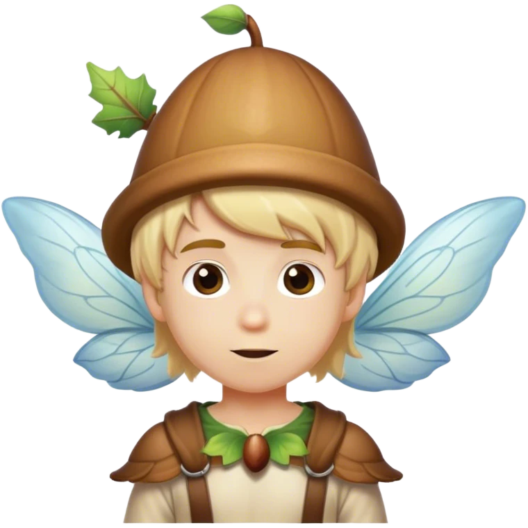 Blonde boy with acorn hat and fairy wings emoji