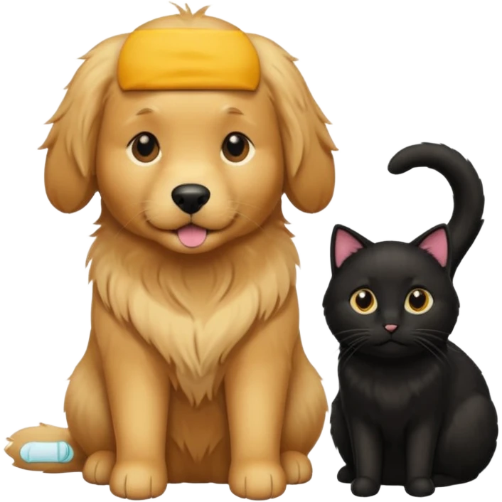 golden retriever and black cat emoji