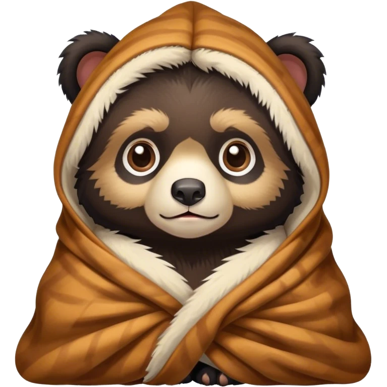 Baby spectacled bear cozy in blanket  emoji