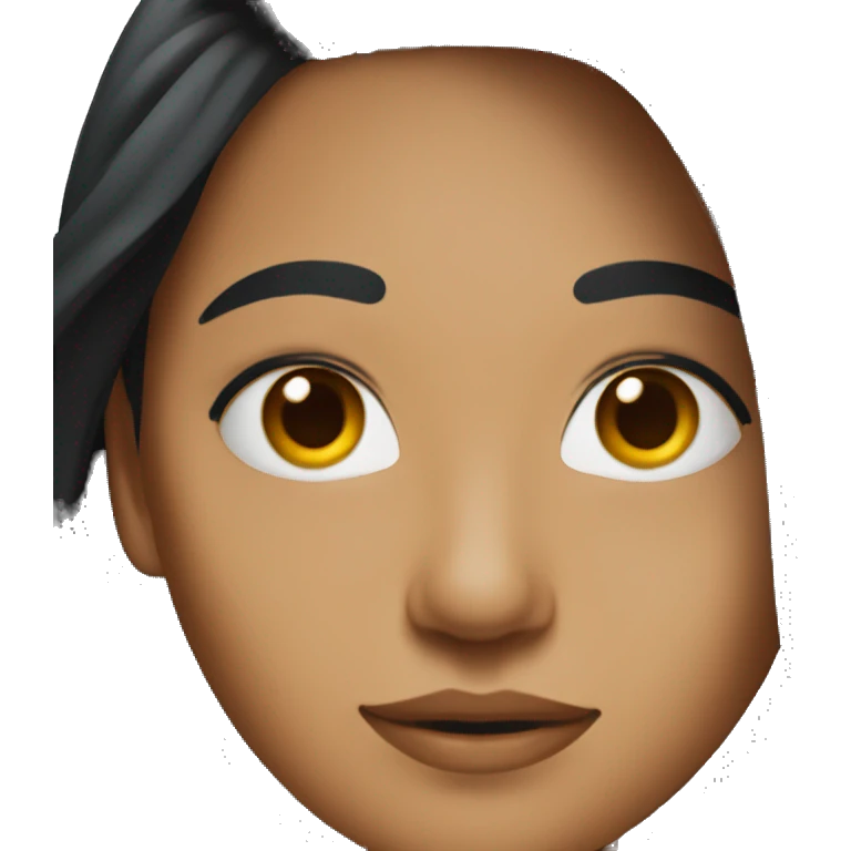 A 24 year old, Indian woman, with long black hair,   wearing a t-shirt. emoji