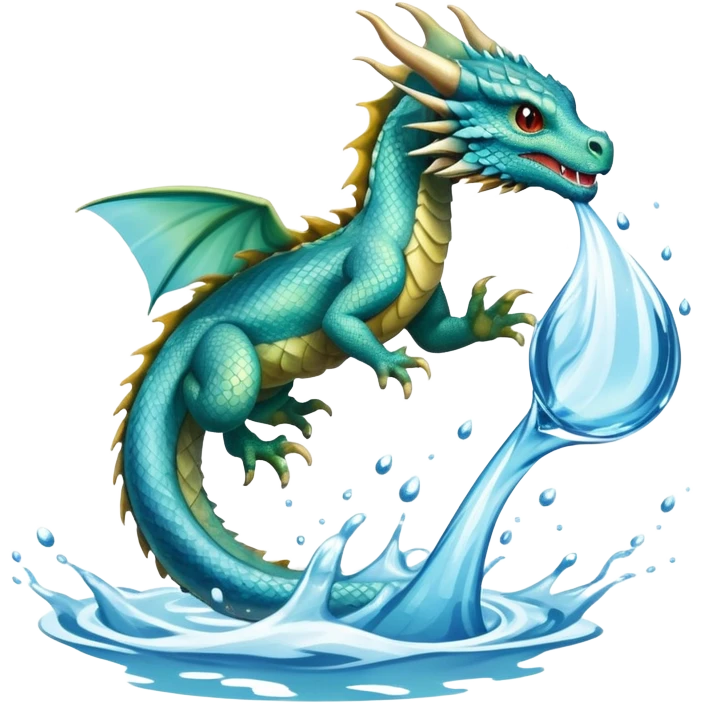Make a water dragon throwing water emoji