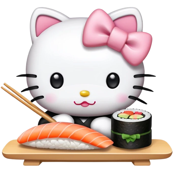 Hello kitty eat sushi emoji
