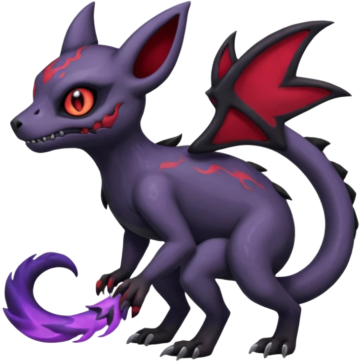 Vintage Dull Dark Gloomy Duskull-Salandit-Umbreon-Fakémon-hybrid-creature (full body)  emoji