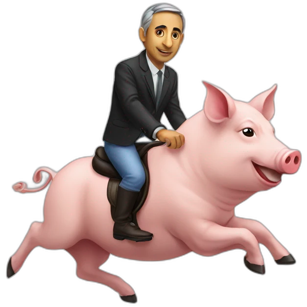 zemmour riding a pig emoji