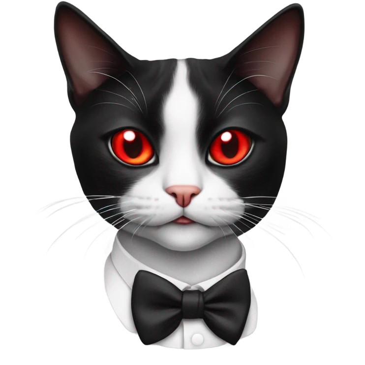 Black and white tuxedo cat smoking a cigar red eyes emoji