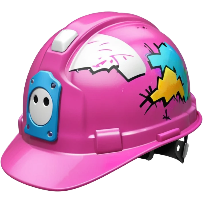 pink hard hat with graffity emoji