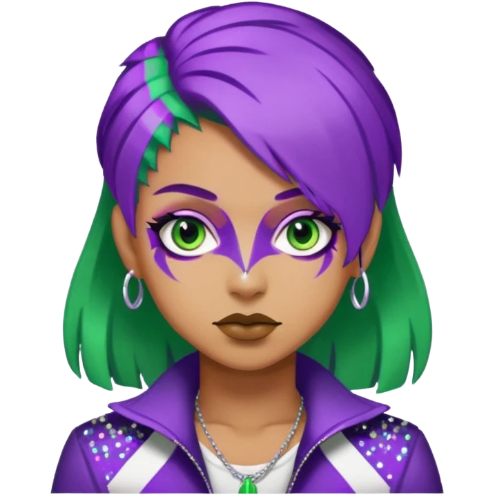 Glitter Purple and White Joker Gangster Green Hair emoji