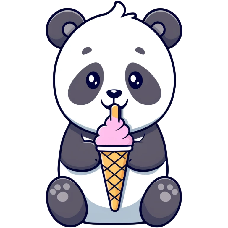 Panda eating ice cream emoji