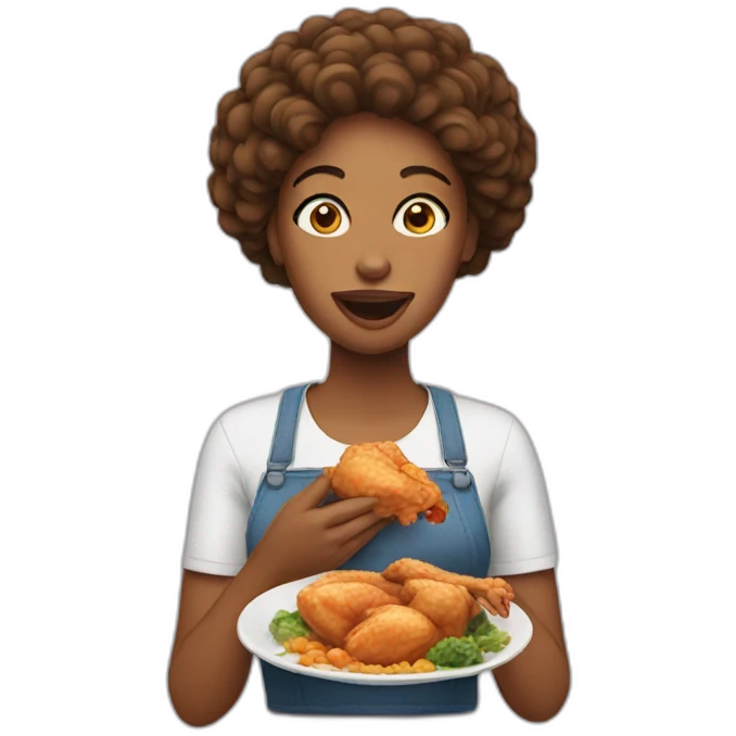 Women eat chicken emoji