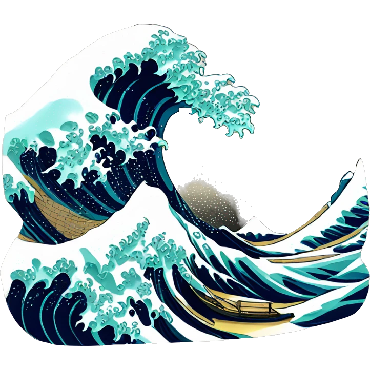 The Great Wave, consisting only of lines emoji