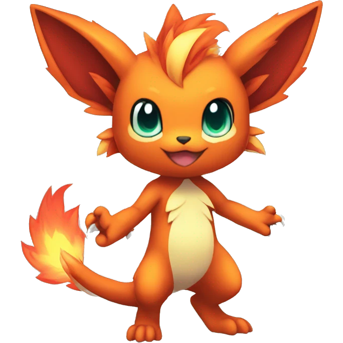 a anthro chibi-style fire-type Fakémon-hybrid full body emoji