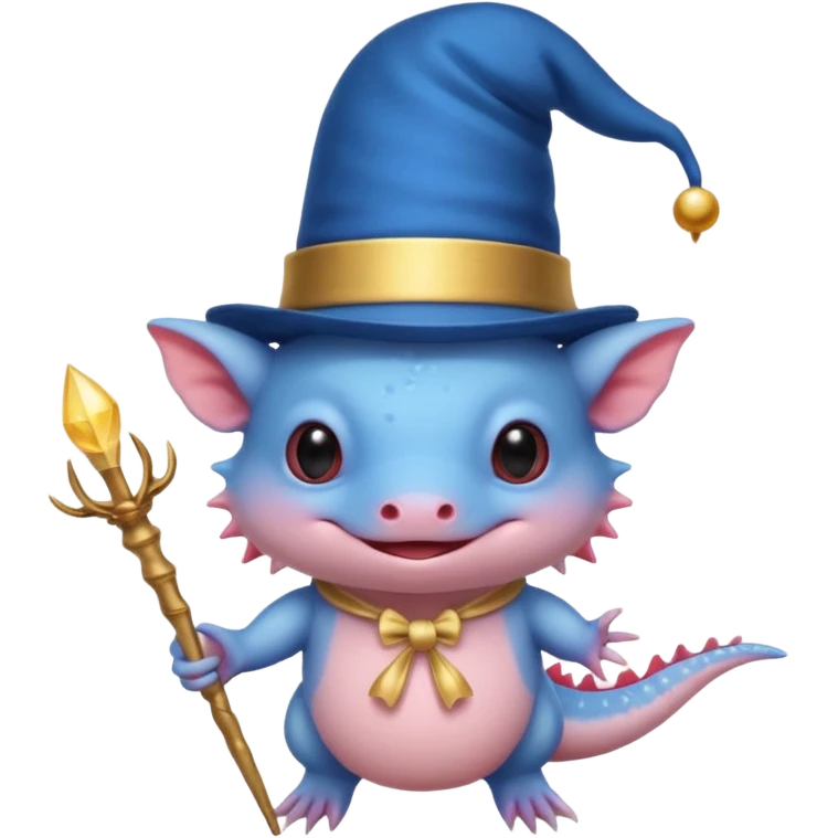 blue axolotl with magician hat emoji