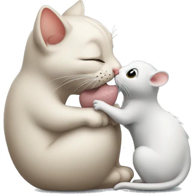 Cat kissing a rat emoji