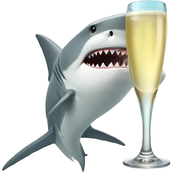 Shark drinking champagne emoji